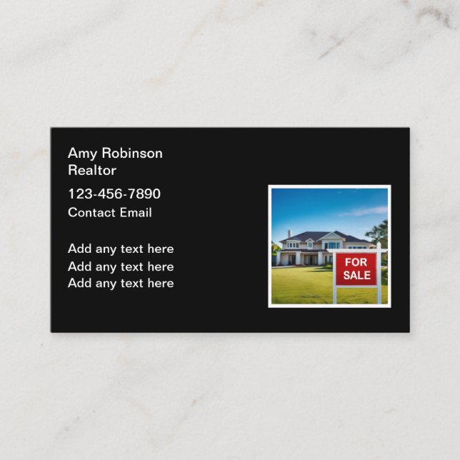 Realtor Pour Vendre Signet Carte de visite Design (Devant)