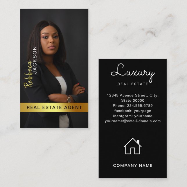 Realtor Real Anwesen Agent Foto Monogramm hinzufüg Visitenkarte (Vorne/Hinten)