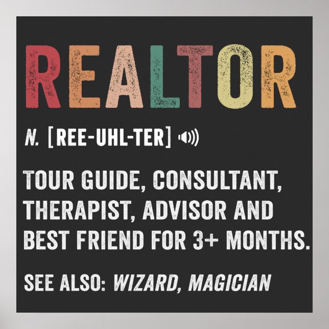 Realtor Real Anwesen Funny Zitat Poster (Vorne)