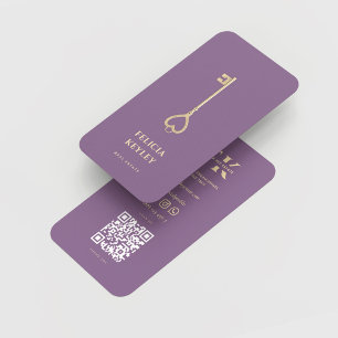 Realtor Real Anwesen Monogram Modern Dusty Lila Visitenkarte