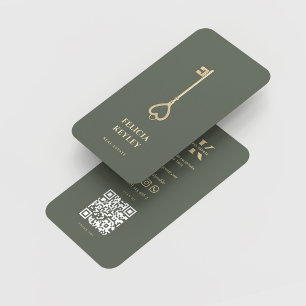Realtor Real Anwesen Monogram Modern Sage Green Visitenkarte