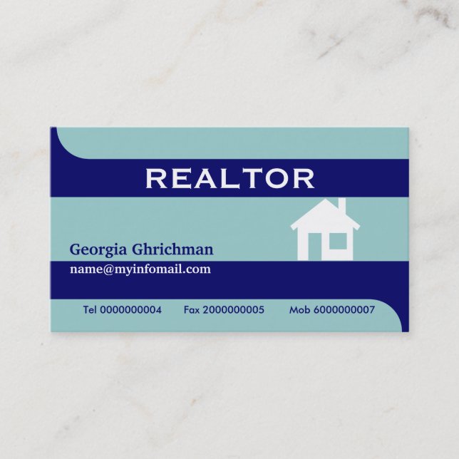 Realtor/Real-Anwesen-Visitenkarten - blau Visitenkarte (Vorderseite)