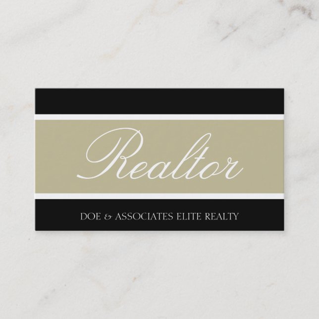 Realtor Script Tan Banner Visitenkarte (Vorderseite)