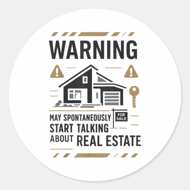 Realtor Warning May Sntaneously Start Talking Abou Runder Aufkleber (Vorderseite)