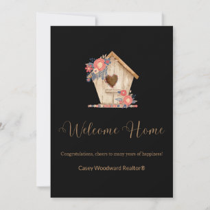 Realtor Welcome Zuhause Personalisiert in Schwarz Feiertagskarte