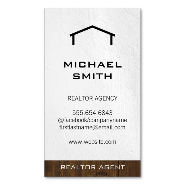 Realtor Wood Trim Magnetische Visitenkarte (Vorderseite Vertikal)