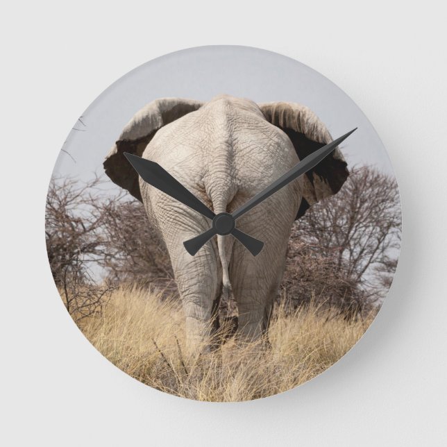 Rear view of elephant runde wanduhr (Vorderseite)