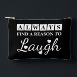 Reason to laugh black white zubehörtasche<br><div class="desc">Stay cute, organised, and inspired with this adorable accessory pouch featuring the uplifting quote “Always find a reason to laugh.” Designed in black and white with sweet love hearts, it’s perfect for storing makeup, stationery, or daily essentials. This charming pouch adds a touch of positivity to your everyday routine while...</div>