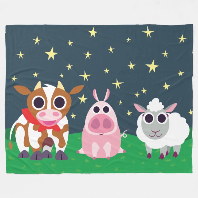 Reba, misstrauisch und Lulu nachts Fleecedecke (Vorderseite (Horizontal))