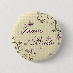 Rebe-u. Schmetterlings-Team-Braut-Knopf-Creme Button