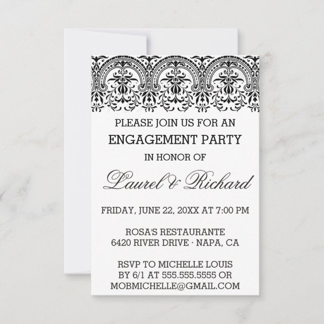 Rebe-Verlobungs-Party Einladung (Vorderseite)