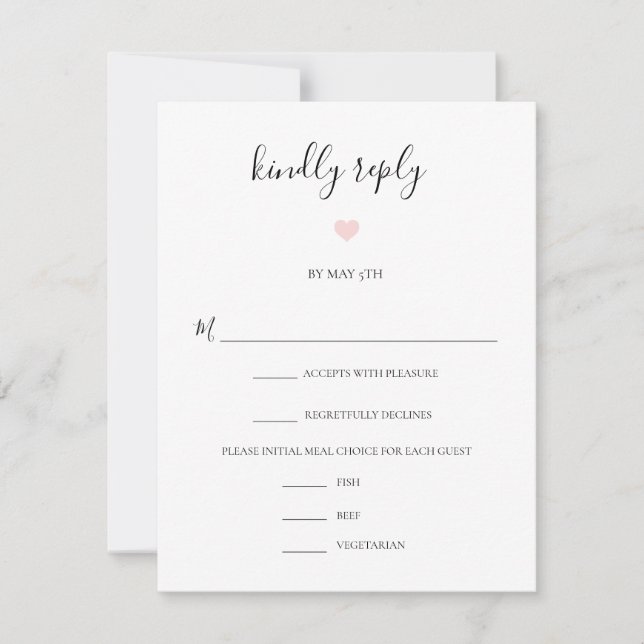 Rebecca Moderne Schwarze Skripte Wahl Hochzeit RSVP Karte (Vorderseite)
