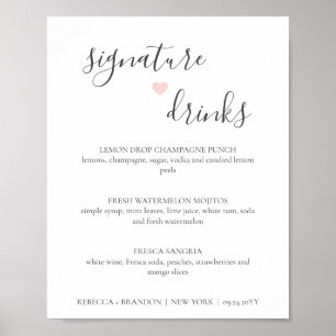 Rebecca Simple Signature Drinks Hochzeitsschild Poster