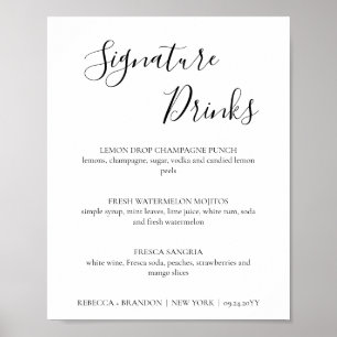 Rebecca Simple Signature Drinks Hochzeitszeichen Poster