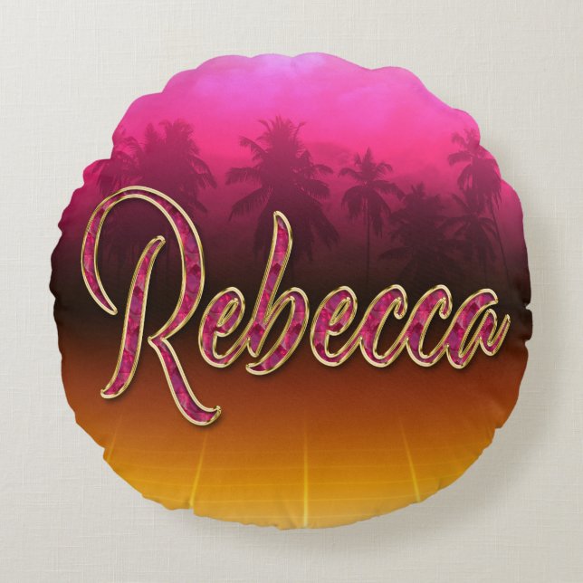 Rebecca Vorname Name golden pink Kissen (Vorderseite)
