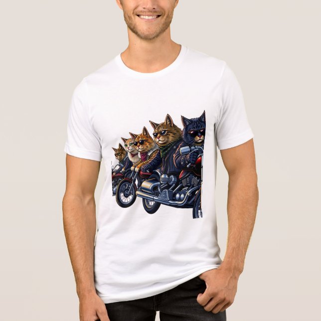 Rebel Cat Biker Gang Tri-Blend Shirt (Vorderseite)