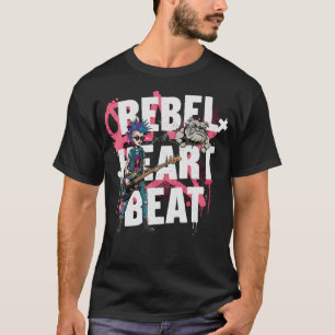 Rebel Heart Beat Punk Rock Bass Gitarren Kunst T-Shirt