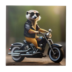 Rebel Meerkat: Leathers, Sonnenbrillen und Motorra Fliese