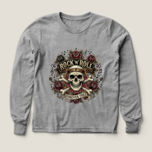 Rebel Rhythm Totenkopf- und Rosen-Tattoo-Grafik-