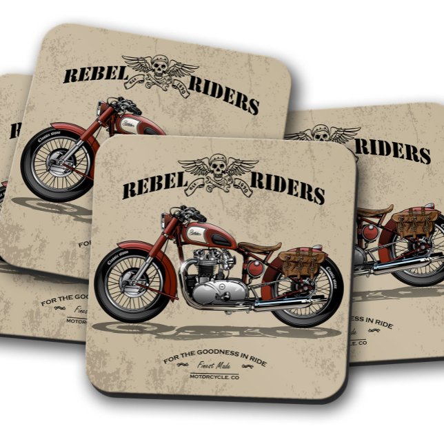 Rebel Rider Bike Coaster | Motorcycle Coaster Set Glasuntersetzer (Von Creator hochgeladen)