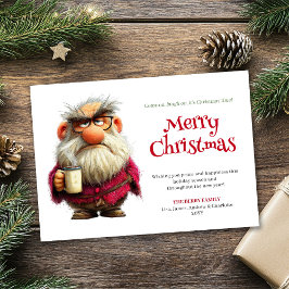 Rebel Santa quirky editable Christmas greeting  Feiertagskarte