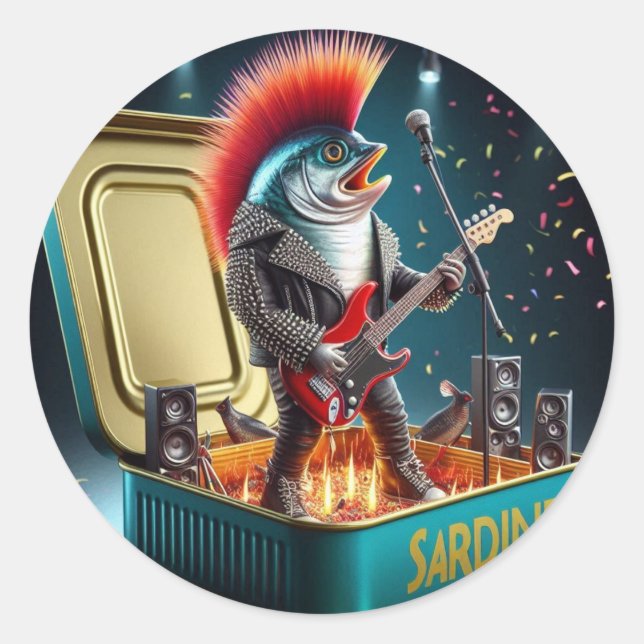  Rebel Sardine Punk Rock Attitude Crazy Style Runder Aufkleber (Vorderseite)
