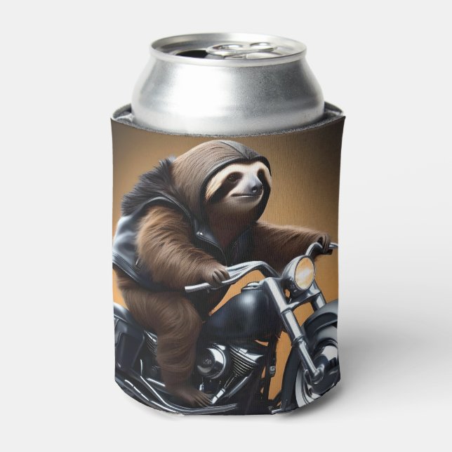 Rebel Sloth: Ein lederverkleidetes Motorrad Dosenkühler (Kanne Vorderseite)