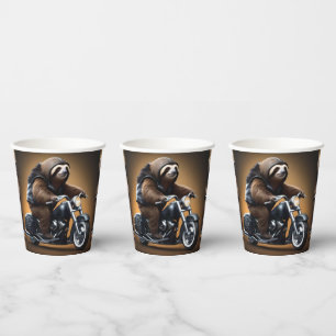 Rebel Sloth: Ein lederverkleidetes Motorrad Pappbecher