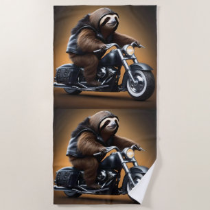 Rebel Sloth: Ein lederverkleidetes Motorrad Strandtuch