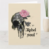 Rebel-Soul - Gothischer Schädel mit rosa Rose