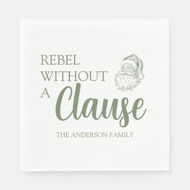 Rebel Without A Clause Christmas Santa Green Serviette (Vorderseite)