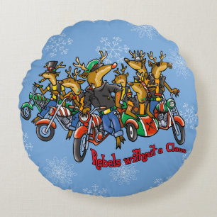 Rebellen ohne Claus Reindeer Blue Holiday Rundes Kissen