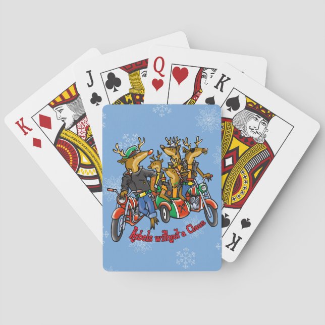 Rebellen ohne Claus Reindeer Blue Holiday Spielkarten (Rückseite)