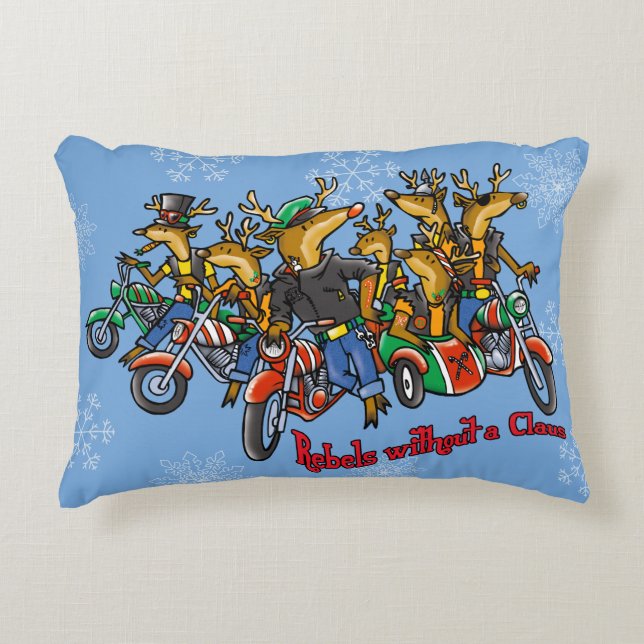 Rebellen ohne Claus Reindeer Blue Holiday Zierkissen (Vorderseite)