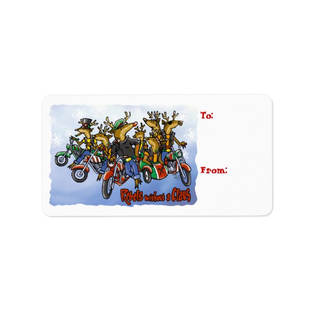 Rebellen ohne Claus Reindeer Holiday Cartoon Adressaufkleber (Vorne)