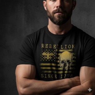 Rebellion 1776 Amerikanische Flagge Totenkopf T-Sh Tri-Blend Shirt