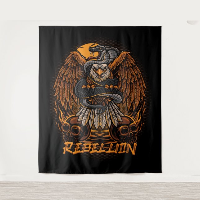 Rebellion Bald Adler, Schlange und Schädel Wandteppich (Vorderseite)