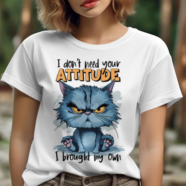 Rebellious Feline in Blau: Ich brauche deinen Atti T-Shirt (Von Creator hochgeladen)