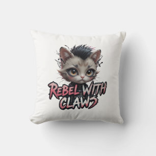 Rebellische Katze mit Klauen Kissen Punk Rock Katz