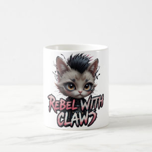 Rebellische Katze mit Klauen Tasse Punk Rock Katze