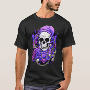 Rebellische Ketten Funky Skull mit Edgy Chain Acce T-Shirt