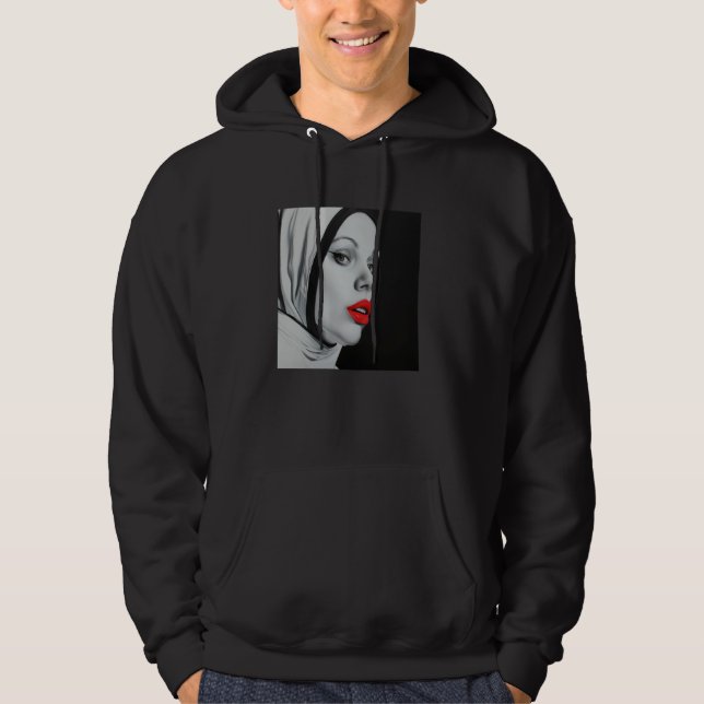 rebellische Nonne mit Lippenstift, rebellische Non Hoodie (Vorderseite)