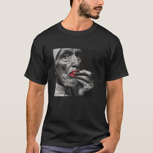rebellischer Priester mit Lippenstift, rebellische T-Shirt (Vorderseite)