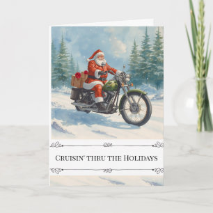 Rebellischer Weihnachtsmann auf Motorrad Weihnacht Feiertagskarte
