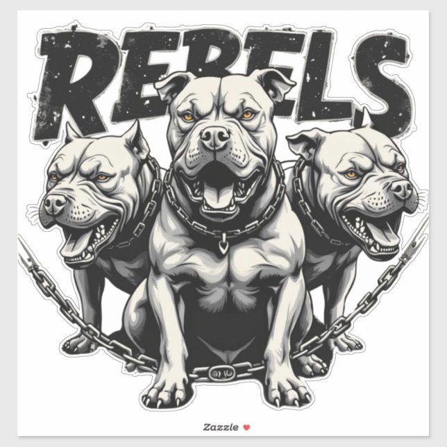 Rebel's - 3 Pitbulls Custom-Cut Vinyl Aufkleber (Blatt)