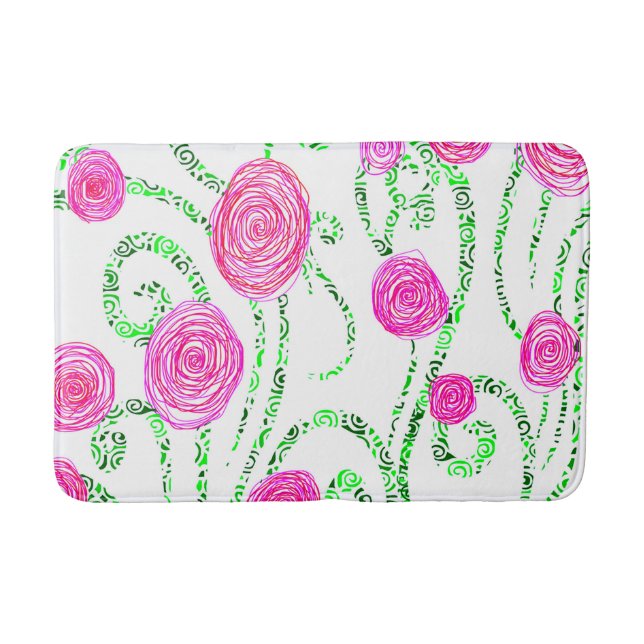 Reben der grünen und rosa Blume Badematte (Vorderseite)