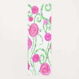 Reben der grünen und rosa Blume Yogamatte