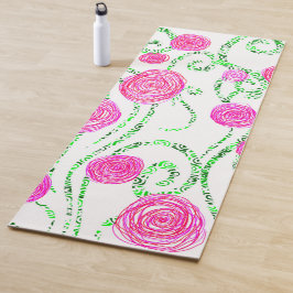 Reben der grünen und rosa Blume Yogamatte
