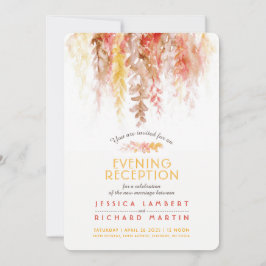 Reben Korallenrosa Hochzeit Abend Empfang Einladung