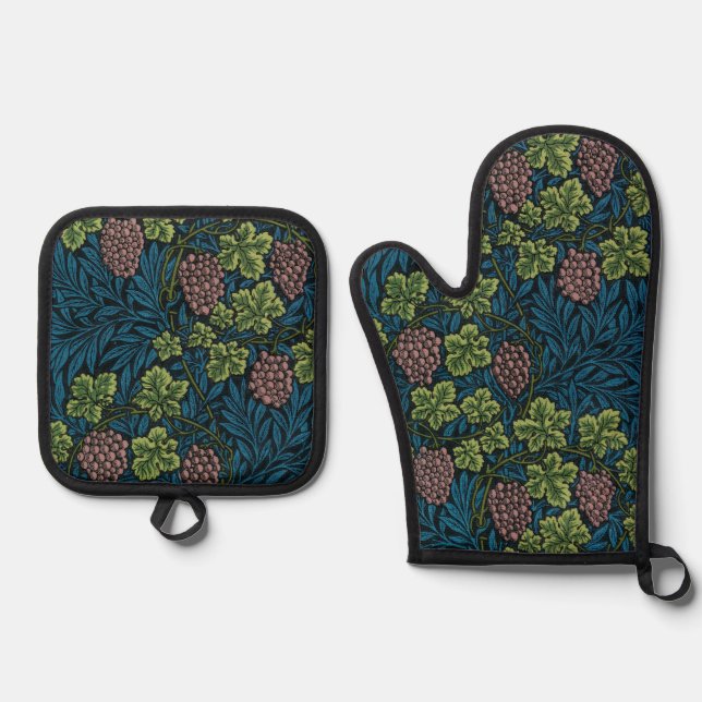 Rebenmuster, William Morris Ofenhandschuh & Topflappen-Set (Vorderseite)